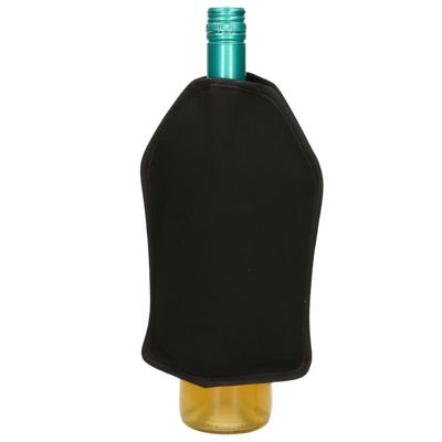 5Five Wijnfles koeler/koelelement hoes - zwart - 22 cm - Flessenkoeler - Wijnkoeler