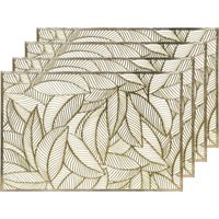 4x Placemat/onderzetter goud 30 x 45 cm bladeren motief - Placemats - thumbnail
