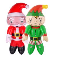 Decoratie figuren opblaasbaar -2x st -kerstelf en kerstman -65 cm - opblaas figuur - thumbnail