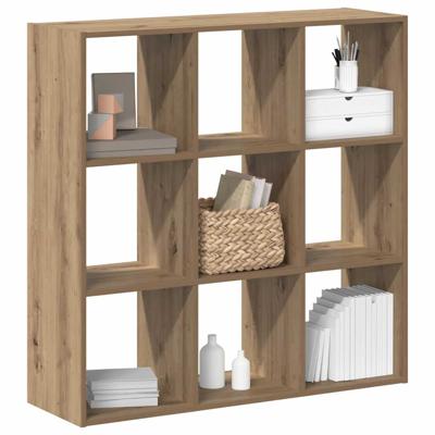 Boekenkast 102x32x102 cm bewerkt hout artisanaal eikenkleurig