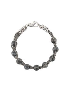 Emanuele Bicocchi bracelet en chaine tressée orné de perles - Gris