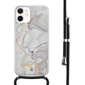 iPhone 12 mini hoesje met koord - Marmer grijs
