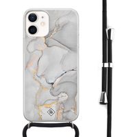 iPhone 12 mini hoesje met koord - Marmer grijs