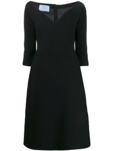 Prada robe mi-longue à col v - Noir