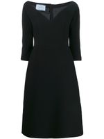 Prada robe mi-longue à col v - Noir