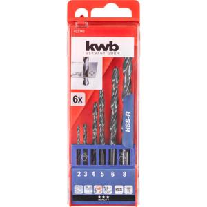 kwb 423140 HSS Metaal-spiraalboorset 6-delig 2 mm, 3 mm, 4 mm, 5 mm, 6 mm, 8 mm DIN 338 Cilinderschacht 1 stuk(s)