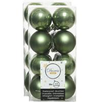 Decoris kleine kerstballen - 32x st - mosgroen - 4 cm - kunststof - onbreekbare kerstballen