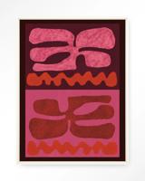 Urban Cotton Wandkleed 'Groovy Pink' 110 x 145cm in Floating Frame - off white