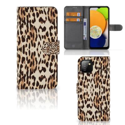 Samsung Galaxy A03 | Telefoonhoesje | Met pasjeshouder | Leopard