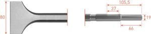 Rotec 6-kant Spadebeitel 80x300mm 6-kant ø21,0 / ø19x66 - 2154020