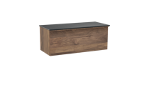 Balmani Forma zwevend badmeubel 120 x 55 cm amerikaans notenhout met Stretto enkel wastafelblad in graniet zwart graniet Horizontale symmetrische rechte ribbel
