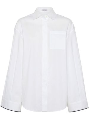 Brunello Cucinelli chemise en popeline à bords contrastants - Blanc