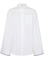 Brunello Cucinelli chemise en popeline à bords contrastants - Blanc