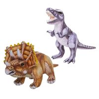 Speelgoed set van 2x pluche dino knuffels T-Rex en Triceratops van 30 cm - thumbnail