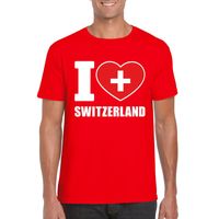 Rood I love Zwitserland fan shirt heren