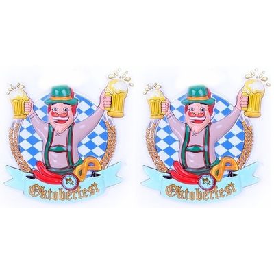 2x Oktoberfest 3D muur/wand decoraties Hans 44cm