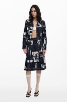 Midirok met plissé in krantenprint - BLACK - XL