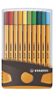 Fineliner STABILO point 88 ColorParade antraciet/oranje etui ÃƒÆ' 20 kleuren