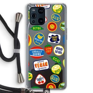Fruitsticker: Oppo Find X3 Transparant Hoesje met koord