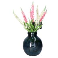 Bloemenvaas Lourdes - grijs transparant - gerecycled glas - D25 x H30 cm - Ronde bol vorm vaze