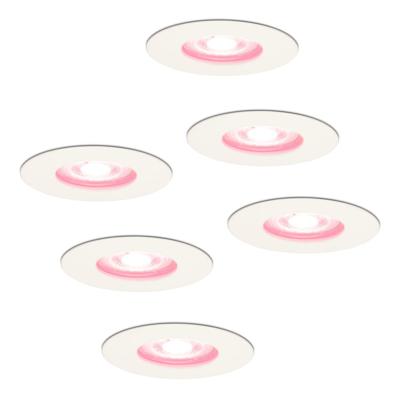 Set van 6 Bari Smart inbouwspots - IP65 waterdicht - Wifi + Bluetooth - RGBWW - GU10 - Google Home, Amazon Alexa en Siri - Wit - Badkamer, binnen en buiten