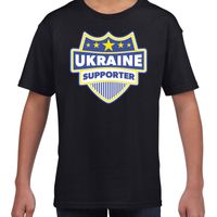 Oekraine / Ukraine schild supporter t-shirt zwart voor kinderen