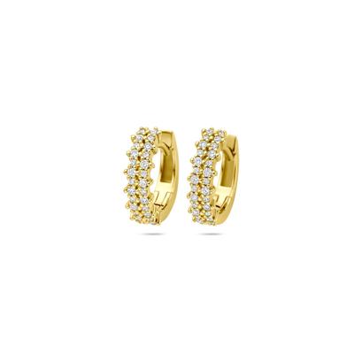 14k Geelgouden Klapoorringen met Diamant 0.27ct - 12,5 mm