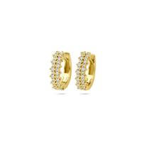14k Geelgouden Klapoorringen met Diamant 0.27ct - 12,5 mm