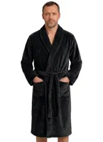 HL-tricot heren Fleece Badjas - Comfort - Warme winter ochtendjas - Zwart, Grijs, Donkerblauw - S - S - S - S - S - S - S - S