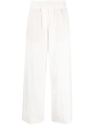 Brunello Cucinelli pantalon palazzo à coutures contrastantes - Blanc