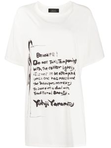 Yohji Yamamoto t-shirt imprimé à manches courtes - Blanc