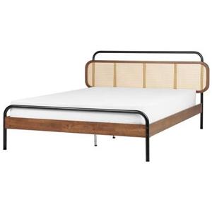 Beliani-BOUSSICOURT-Tweepersoonsbed-Bruin-180 x 200 cm-Rubberhout