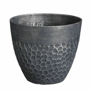 Mica Decorations Plantenpot Bravo - kunststof - buiten/binnen - zwart - D30 x H26 cm - Plantenpotten