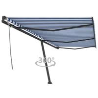 Luifel vrijstaand handmatig uittrekbaar 600x300 cm blauw en wit
