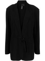 Norma Kamali blazer ceinturé à revers crantés - Noir