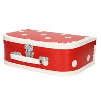 Rood polkadot vintage koffertje voor naaispullen 25 cm