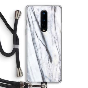 Gestreepte marmer: OnePlus 8 Transparant Hoesje met koord