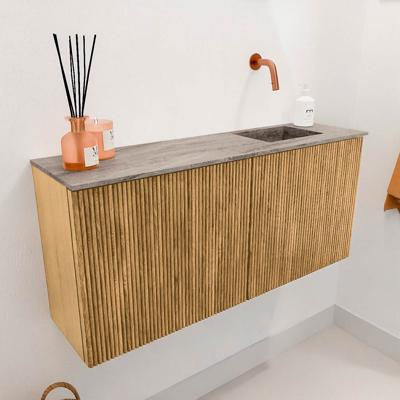 Toiletmeubel Mondiaz Joya Dlux | 90 cm | Meubelkleur Oak | Faye wastafel Oza Wasbak Rechts | Zonder kraangat(en)