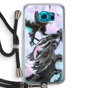 Pastel zwart: Samsung Galaxy S6 Transparant Hoesje met koord