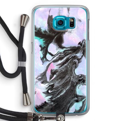 Pastel zwart: Samsung Galaxy S6 Transparant Hoesje met koord