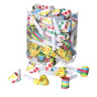 Voordelige roltongen toeters - box 100x stuks - Kinder verjaardag blaas toetertjes - Feestartikelen