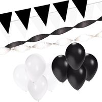 Zwart en Wit feestartikelen decoratie pakket XL   -