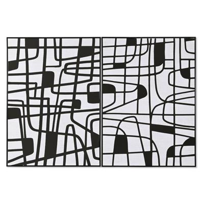 Schilderij Home ESPRIT Wit Zwart Modern 103 x 4,5 x 143 cm (2 Stuks)