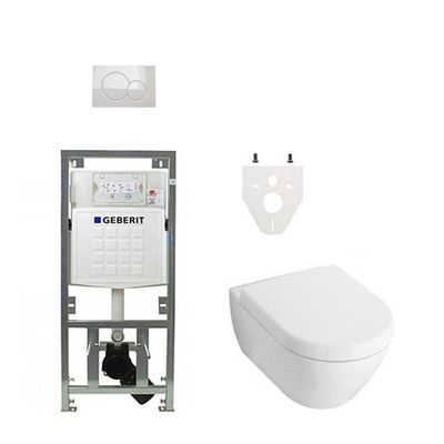 Villeroy Boch Subway 2.0 DirectFlush Toiletset - geberit reservoir - bedieningsplaat - softclose - wit 0701131/0700518/ga26028/SW729014/SW1182666