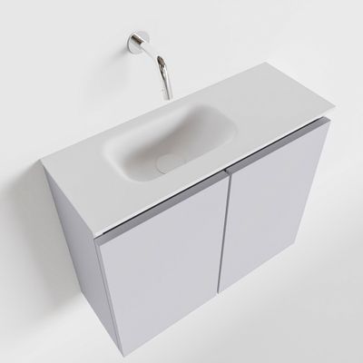 Toiletmeubel Mondiaz Ture | 60 cm | Meubelkleur Cale | Eden wastafel Talc Links | Zonder kraangat