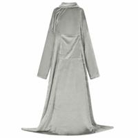 VidaXL Deken hoodie grijs f flanel