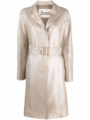 Herno manteau ceinturé à simple boutonnage - Tons neutres