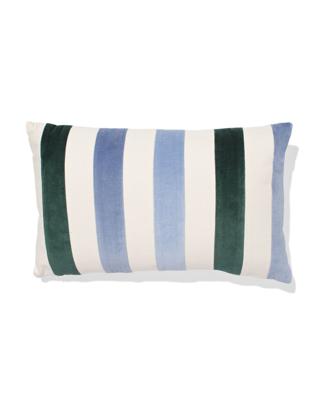 HEMA Kussenhoes 50x30cm velours strepen blauw (blauw)