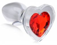 Red Heart Anaalplug Van Glas Met Steentje - Small - thumbnail