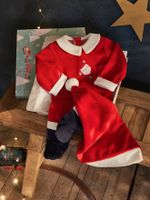 Kerstcadeauset voor baby met fluwelen pyjamapakje + mutsje baksteenrood